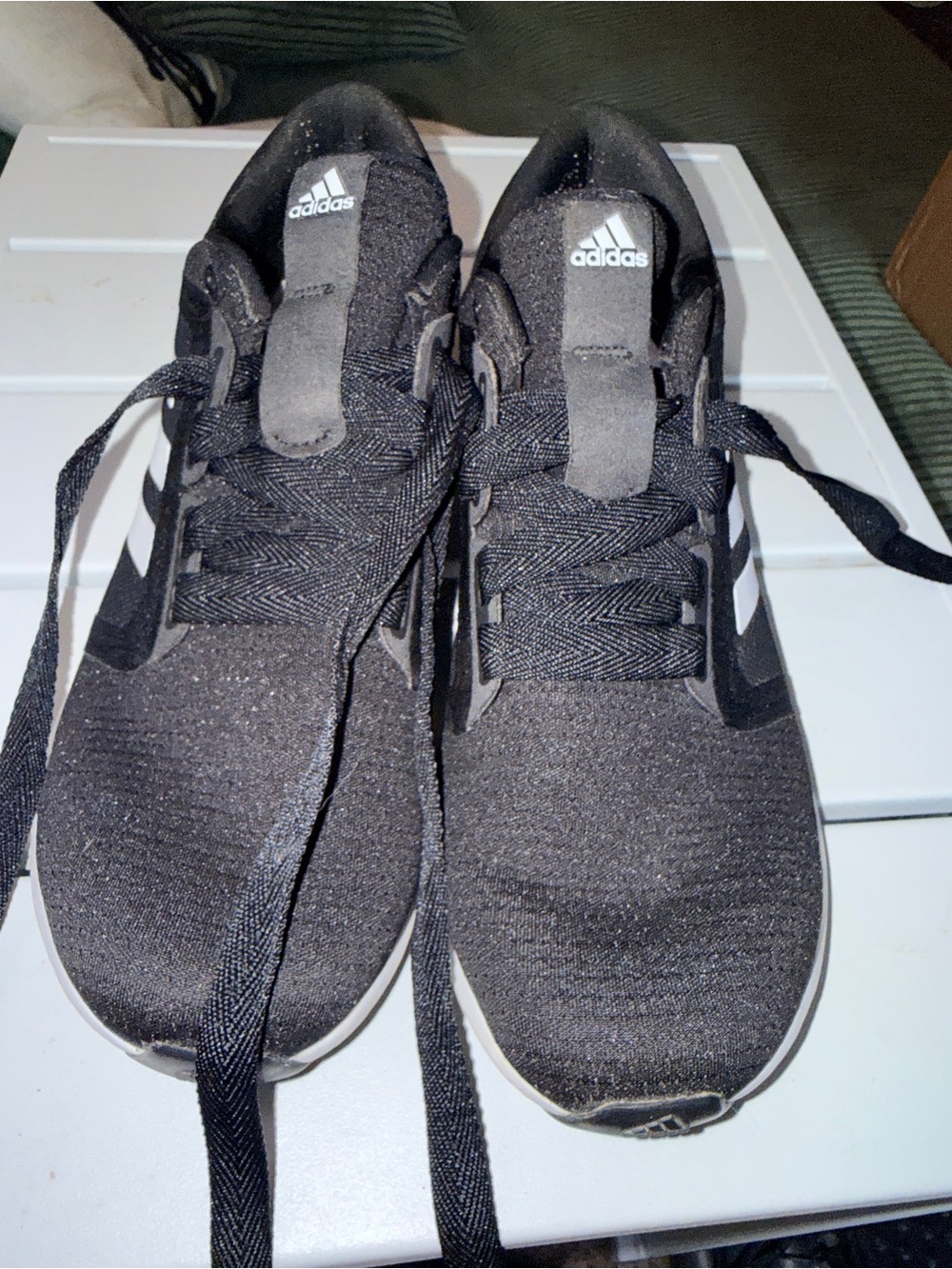 adidas Black and White Knit Lace-Up Sneakers